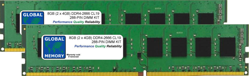 8GB (2 x 4GB) DDR4 2666MHz PC4-21300 288-PIN DIMM MEMORY RAM KIT FOR PC DESKTOPS/MOTHERBOARDS